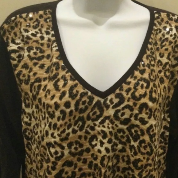 Chico's Jersey Tunic Size 3 Brown Leopard Print - Picture 3 of 11